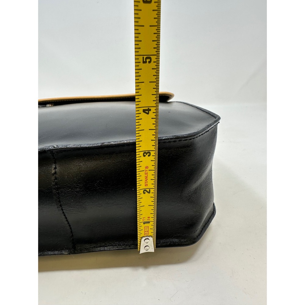 Francesco Biasia Smooth Leather Two-Tone Backpack Black Tan - Picture 13 of 13
